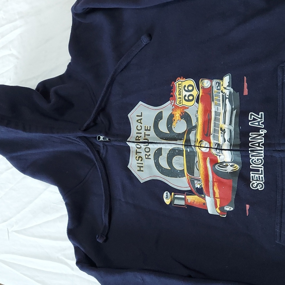 Route 66 Full Zip Hoodie Navy Size Medium